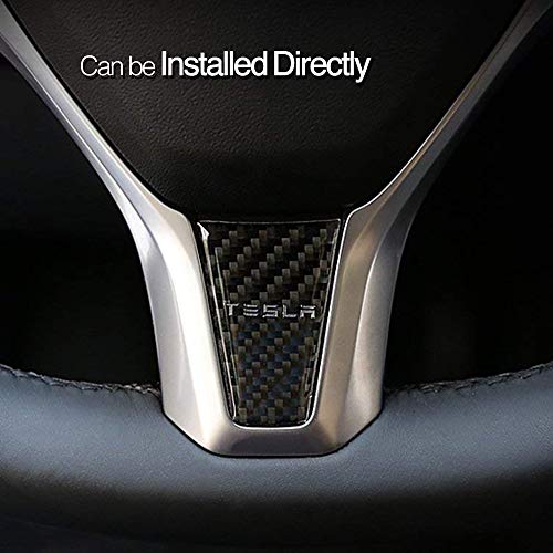 CoolKo Carbon Fiber Steering Wheel Down Black Sticker Modified Decoration Compatible with Model S and Model X [1 Piece] - Thumbnail 2
