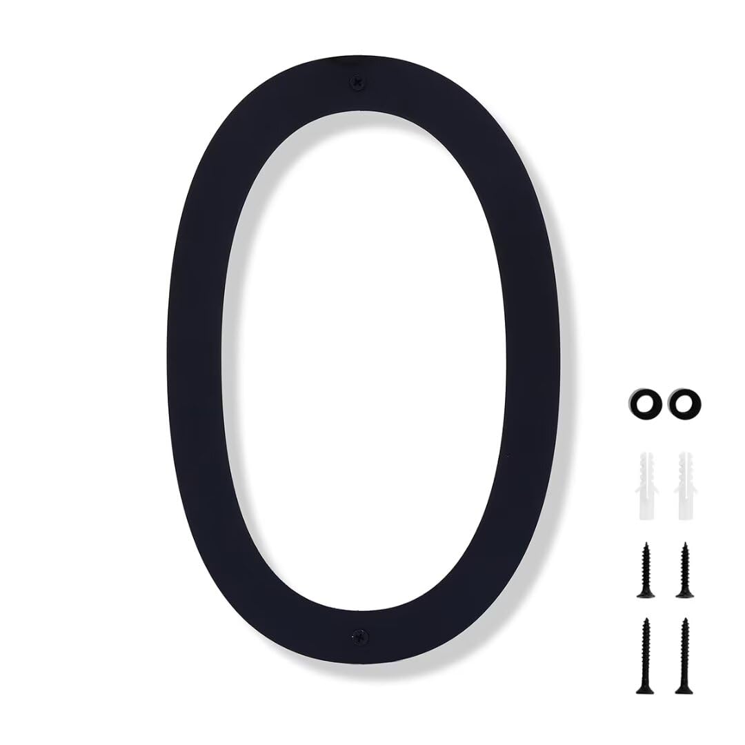 Photo 1 of 10 Inch House Numbers for Outside Modern Black House Number Large Metal Address Numbers for Outside Floating Door Numbers with Nail Kit for Number 0