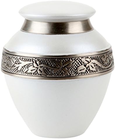 Urns UK Hand Crafted Funeral Brass Keepsake Urn Swindon White 3" 10 x 8 x 13 cm