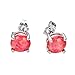 JunXin Three Color 925 Sterling Silver Round Cut Opal Stud Earring 7.5MM (Red)