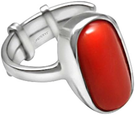 Arihant Gems & Jewels6.25 Ratti Natural & GJSPC Certified Coral (Moonga) Astrological Gemstone Adjustable Silver Ring by ARIHANT GEMS & Jewels