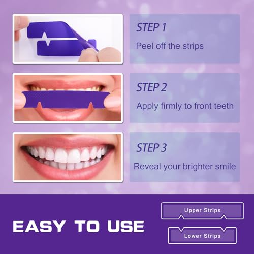 Purple Teeth Whitening Strip - Whitening for Teeth Sensitive, Professional Teeth Whitening Strips, Fast Remove Smoking, Coffee, Wine Stains, Teeth Whitening Kit Pack of 28 Non-Slip Strips