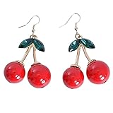 YAZILIND Dazzling Charming Women Red Cherry Dangle Earrings for Wedding Party Gift