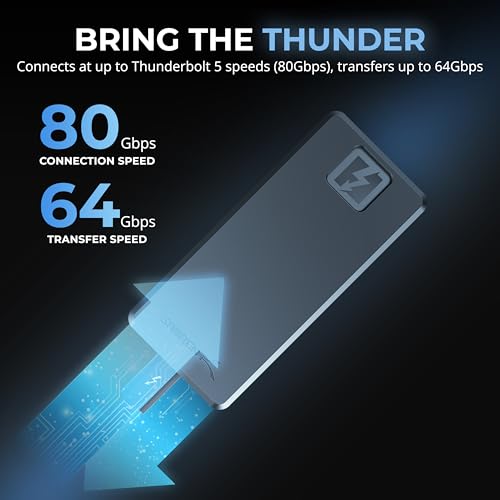 SABRENT Rocket XTRM 5 4TB Thunderbolt 5 Portable SSD, 80Gbps Connection, Up to 64Gbps Transfer, Compatible with TB4 TB3 USB4 USB 3.2 20Gbps 10Gbps 5Gbps, Rugged Aluminum and Silicone (SB-XTM5-4TB)