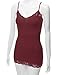 RT1004 Ladies Adjustable Spaghetti Strap Lace Trim Long Tunic Cami Tank Top Burgundy S