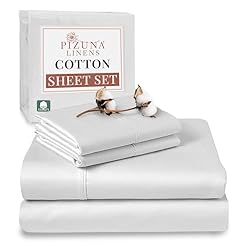Pizuna Cotton King Sheets Set White, 400 Thread