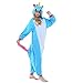 Adult Unisex Blue Unicorn Animal Kigurumi Pajamas Cosplay Birthday Party Wear,Lake Blue,Small