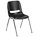 Flash Furniture HERCULES Series 440 lb. Capacity Kid's Black Ergonomic Shell Stack Chair with Chrome Frame and 14