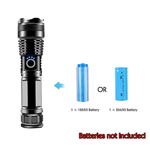Telescopic High Lumen Zoomable Most Powerful XHP70 XHP50 LED USB Rechargeable Flashlight Torch(Battery not Included)