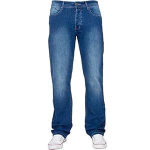 New Mens ENZO Stretch Straight Leg Regular Fit Classic Basic Denim Jeans