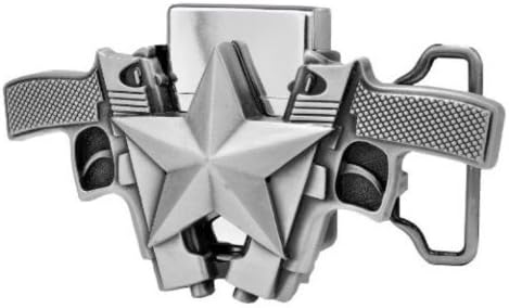 Duo Silver Guns and Star Lighter Belt Buckle (LT-018BR)