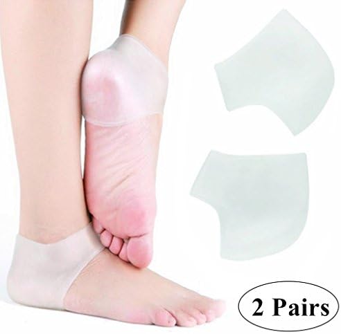 webueat Silicone Moisturizing Gel Heel Socks Foot Care Protector, White (2 Pairs)