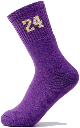 VS Sky Sport Compression Socks Athletic Crew Socks with Team Number for Men and Women (Purple, NO.24) …