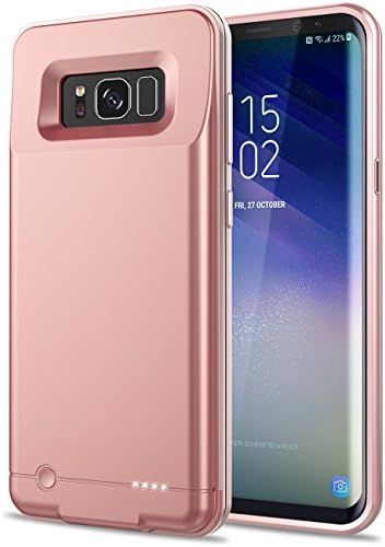 Galaxy S8 Battery Case,Emishine Ultra Slim 4000mAh Portable External Backup Case Battery For Samsung Galaxy S8/Rechargeable S8 Power Bank Case (5.8"-S8-Rose Gold)