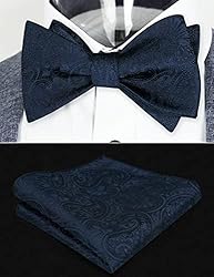 Alizeal Men's Paisley Jacquard Tuxedo Self Bow Tie
