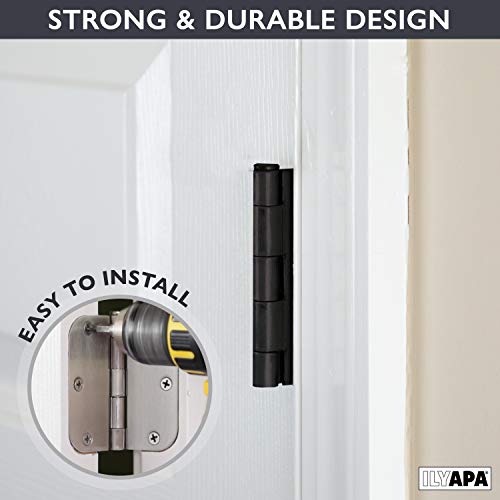 Ilyapa 18 Pack Black Door Hinges 3.5 x 3.5 Inch Black Interior Door Hinges for Doors with 1/4