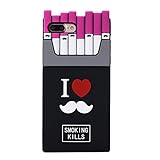 I Love Mustache iPhone 7 Plus Case Cigarette Cute Soft Silicone, Miniko(TM) 3D Silicone Soft Rubber Cigarette Design Case I Love Beards Protective Rubber Phone Case Cover for iPhone 7 Plus- Rose