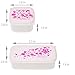 3 Piece Plastic Food Storage Containers with Pink Cherry blossoms Print Lids , Microwave and Dishwasher Safe