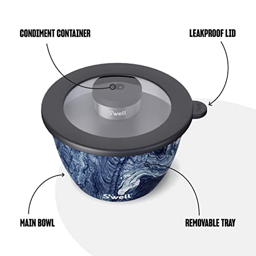 S'well Stainless Steel Salad Bowl Kit 64oz, Azurite Comes with 2oz