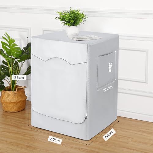 HAUSPROFI Washing Machine Cover for Outdoors – Best Thickness for Washing Machines and Dryers – Waterproof Washing Machine Cover with Silver Sun Protection – 60 x 64 x 85 cm