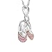 GemsChest 925 Sterling Silver Cubic Zirconia Ballet Slippers Shoes Necklace for Teen & Dancer 18''