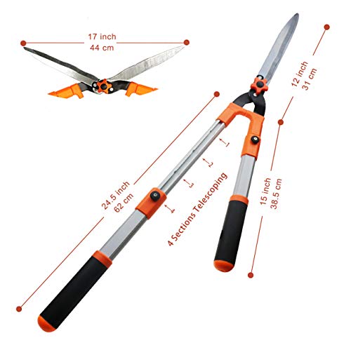 THANOS Hedge Shears,SK-5 Wavy High Carbon Steel Blades,Telescoping Aluminium Lightweight Handle,Pruning Shears,Garden Lopper for Trimming Borders,Boxwood,Pruning Clipper,Grass,Bushes,Loppers