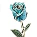 DeFaith Real Rose 24K Gold Dipped, Forever Gifts for Her Valentines Day Anniversary Wedding and Proposal, Attractive Luster and Natural Shape - Teal Blue with Moon Stand
