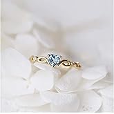 WDIYIEETN 14k Gold Sea Blue Topaz Love Heart CZ Diamond Ring Women Anniversary Engagement Wedding Gemstone Ring (9)