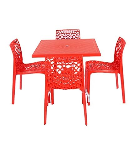 Mavi Beautiful Red Outdoor 4 Chair 1 Table Set