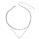 Manerson Coin Choker Necklace Charm Sequin Pendant Statement Necklace For Women Ring Dangle Disc Silver