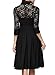 Missmay Women's Vintage 1950s Style 3/4 Sleeve Black Lace Flare A-line Dress