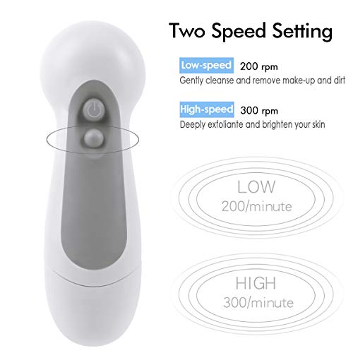 CLSEVXY Waterproof Facial Cleansing Brush with 5 Brush Heads for Deep Cleansing, Gentle Exfoliating and Help Get Rid of Acne