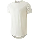 KLIEGOU Mens 100 Cotton Hipster Hip Hop Longline Crewneck T-Shirt Pre - Shrunk S-4XL