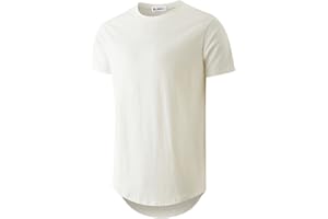 KLIEGOU Mens 100 Cotton Hipster Hip Hop Longline Crewneck T-Shirt Pre - Shrunk S-4XL