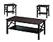 King's Brand 3 Piece Wood X Style Casual Coffee Table & 2 End Tables Occasional Set, Cherry Finish