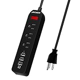Power Strip, USB Charger AC Power Strip with 3-Outlets 6 Feet Cord for Cellphone and Home Appliances