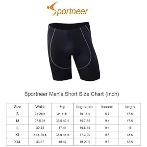 Sportneer Men's Cycling Shorts Biking Bike Half Pants 4D Coolmax Padded, Comfort