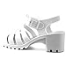 Nature Breeze Women's Chunky High Heels Jelly Round Toe Strappy Plastic Caged Gladiator Sandal Shoes