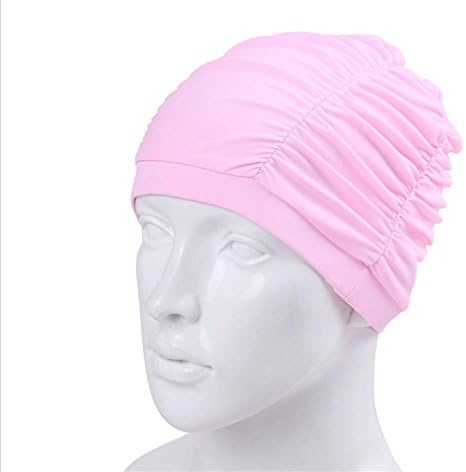 HLSwimming Cap Comfortable Pleated Large Space Not The First Nylon Spandex Men And Women Common Swimming Cap