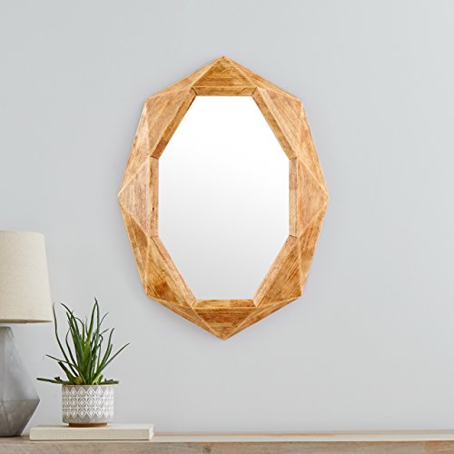 Amazon Brand Rivet Modern Octagon Wood Frame Hanging Wall Mirror, 30.