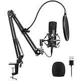 USB Microphone Kit 192KHZ/24BIT Plug &amp; Play MAONO AU-A04 USB Computer Cardioid Mic Podcast Condenser Microphone with Professional Sound Chipset for PC Karaoke, YouTube, Gaming Recording