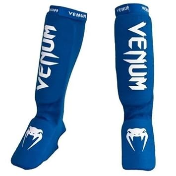 Venum Kontact Schienbeinschoner und Spannschutz, Blau Schienbeinschoner Kickboxen Kräftigen MMA von minotaurfightstore