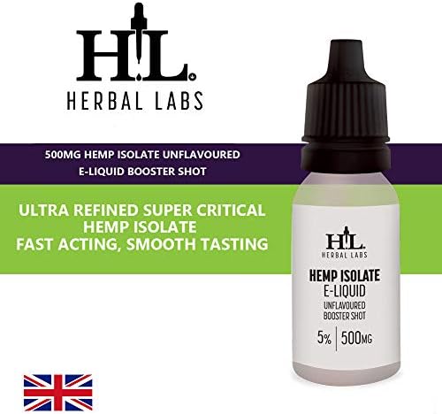 Pure Organic Hemp Isolate Vape Unflavoured E-Liquid Booster Shot 5% 500MG - 10ML Bottle - Nicotine Free