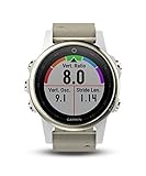 Garmin Fenix 5S Sapphire - Champagne with Gray Suede and White Band (Certified Refurbished)