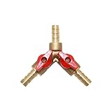Joyway 3/8" ID Hose Barb, Y shaped Type 3 way Union Intersection/Split Brass Shut off Ball Valve Fitting