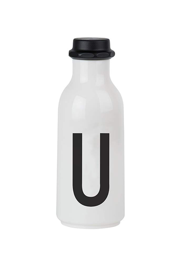 Design Letters Personal Tritan Water Bottle (U) - 500ml BPA-free and BPS-free Leak-proof Tritan Drinking Bottle in Nordic Design for Adult, Kids, Outdoor, Office, Sports, School, Available from A-Z