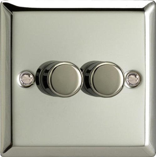 VarilightClassic Mirror Chrome 2 Gang 2-Way Dimmer JCP252 Light Switch