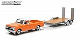 1969 Chevrolet C-10 Pickup Truck Orange & Flatbed Trailer Hitch & Tow Series 2 1/64 by Greenlight 32020C