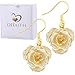 DEFAITH Mother's Day Jewelry 24K Gold Rose Earrings Ivory - Made from Fresh Rose, Last Forever - Unique Anniversary Gifts for Her Women Wife Girlfriend