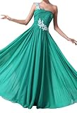 Albizia Women's One Shoulder Floral Pleated Chiffon Long Prom Dresses(4)